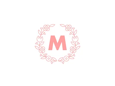 Floral Wreath Monogram floral futura line art m monogram wedding wreath