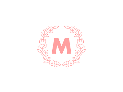 Floral Wreath Monogram floral futura line art m monogram wedding wreath