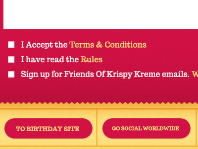 Hat Hat Hooray Microsite - Footer button checkbox footer form links scalloped ui web