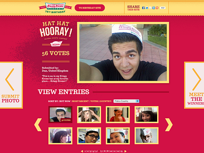 Hat Hat Hooray Microsite for Krispy Kreme's 75th Birthday arrows buttons contest gallery jessica pine krispy kreme microsite ui vote