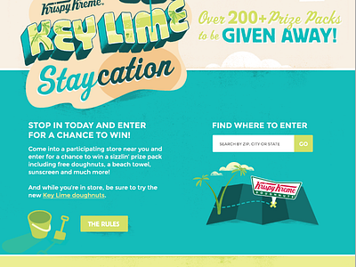 Krispy Kreme Key Lime Staycation Microsite beach clouds contest layout microsite texture ui