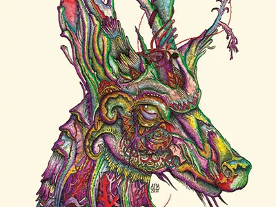 Coat of Arms animal art deer drawing illustration ink nature watercolor