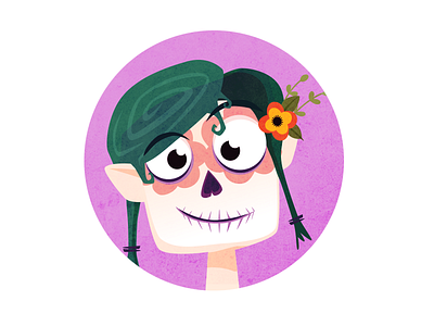 Muerto Girl cartoon cute dia de muerto girl kids skeleton vector