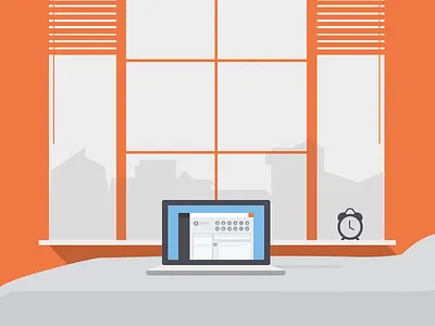 Bedroom bedroom flat orange product video vector