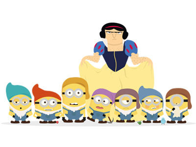 Gru & the seven dwarfs despicable me disney gru illustration minion parody snow white