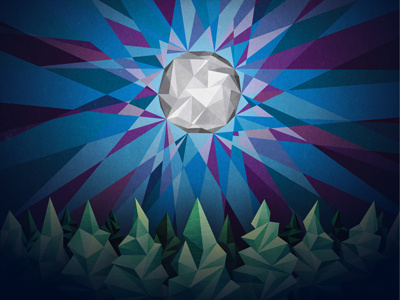 Album Artwork for Chester Bay's "Changes With The Midwest Moon" album art cd cover cover art cubism moon music night polygon record trees