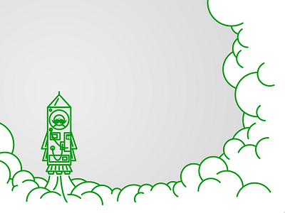 VendHQ Rocket Launch cloud clouds event flat green launch moustache rocket vector vend vendhq