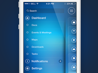 Dashboard Menu interaction design ios 7 ios app menu mobile ui