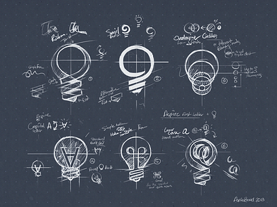 AspireBoard sketches app branding bulb design identity light logo logomark mark sketch