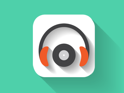 Dj Icon clean color flat headphone icon ios7 longshadow minimalist music shadow ui