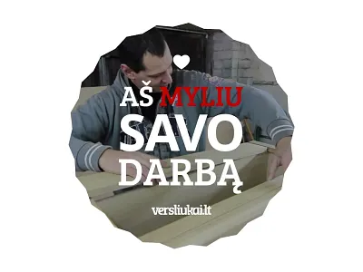 "Aš myliu savo darbą" badge in video badge emblem love red round typography versliukai video