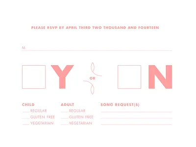 Y or N RSVP checkboxes futura rsvp wedding