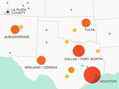 Who & Where chart clean colorado data flat infographic map texas vector