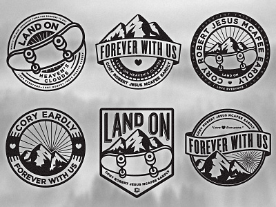 Land On Ornament badge crest land on love mountain skateboard