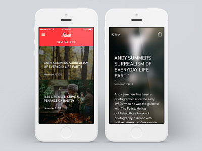 Leica Camera Blog App app blog blur camera classic ios 7 iphone leica minimal mobile simple ui