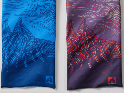 Eddie Bauer Multiclava Design mountains skiing woodcut
