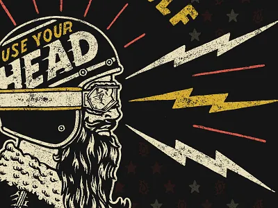 Use Your Head biker helmet illustration lettering pen and ink typography