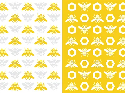 Bees bee bees gray grey hexagon honey honeycomb insect pattern yellow