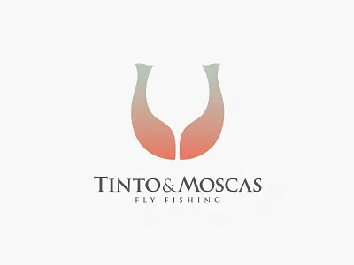 Tinto & Moscas cup fish fly fishing identity illustration logo negative space squama trout wine