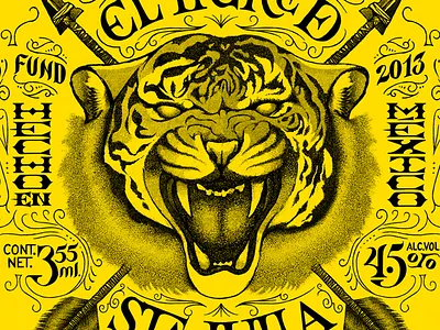 El Tigre De Santa Julia arrows beer heraldry julia label lettering ornaments package santa tiger type yellow