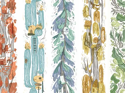 zine progress preview branches forest illustration mini plants trees zine