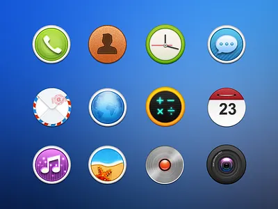 icons brower camera clock colorful contact icon mail message music phone photo recoard
