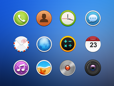 icons brower camera clock colorful contact icon mail message music phone photo recoard