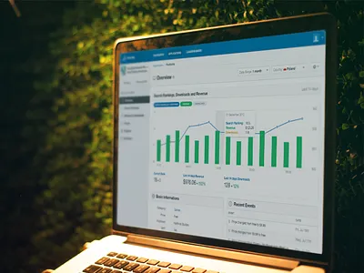 Appcase Overview analytics app appcase blue graph mobile app overview ui ux