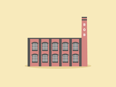 B O B abandoned bob chimney factory icon illustration industrial