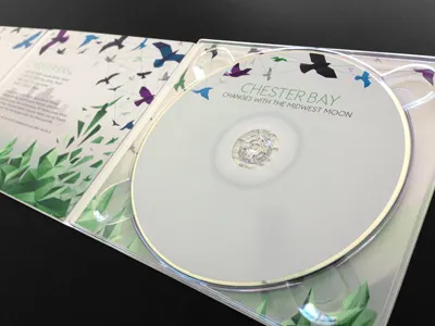 Digipak Art for Chester Bay's "Changes With The Midwest Moon" album art cd cover cover art cubism digipak moon music night polygon record trees