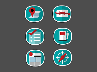 Shop Helper Icons compass flat gasoline gift icons limited palette list map newsletter