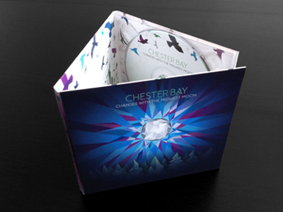 Digipak Art for Chester Bay's "Changes With The Midwest Moon" album art cd cover cover art cubism digipak moon music night polygon record trees