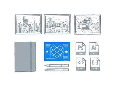 More Slide Illustrations blueprint files illustration moleskine new york pen pencil photos seattle vector