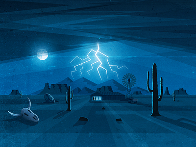 Arizona arizona desert illustration lightning skull ufo