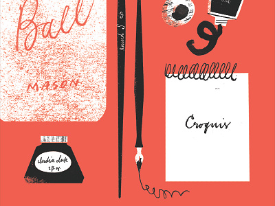 Tools of the Trade ball black brush illustration india ink letterpress mason jar pen sketchbook texture warm red