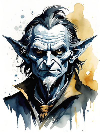 Creepy old Rumpelstiltskin art creepy fairytale fantasy folklore grimm illustration old rumpelstiltskin stories watercolor