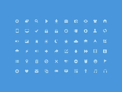60 icons blue complete concise faceted icon monochrome small style ui