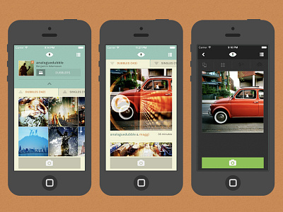 dubble UI camera app dubble flat interface ios mobile ui design