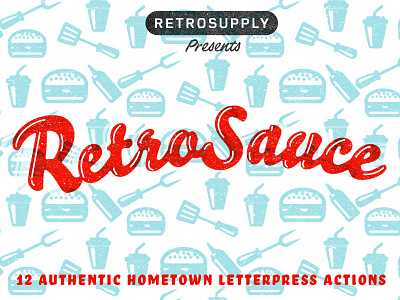 RetroSauce - Typography Texture Actions dustin lee halftone letterpress mesh photoshop actions retrosauce retrosupply co screenprint special sauce wood texture