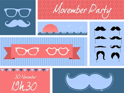 Movember Party glasses movember mustache