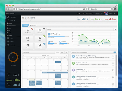 Admin Panel admin admin panel app calender chart clean color dashboard graph interface profile ui