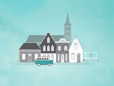 Sweet small village illustrator town village web