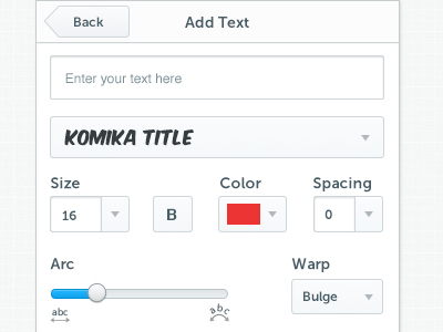 ooShirts Text Controls dropdown font form slider text ui