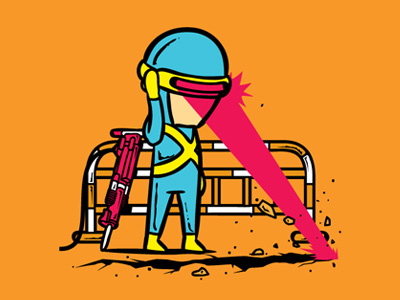 Part Time Job 013 Road Construction chow hon lam comic cute cyclop flying mouse 365 funny job lol marvel movie pop culture super heroes