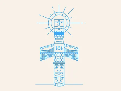 Totem. Version One line art native totum vector