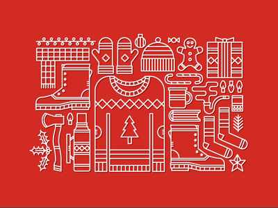 For The Winter christmas festive holiday icons red snow winter
