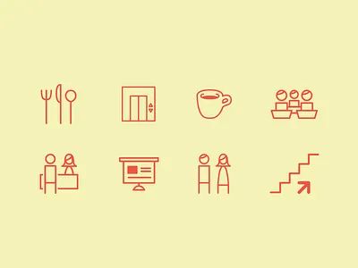Wayfinding Icons design icons line orange sketch vector wayfinding yellow