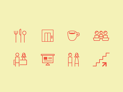 Wayfinding Icons design icons line orange sketch vector wayfinding yellow