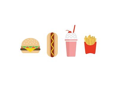 Fast Food fast food fries hamburger hot dog icon icons illustration milkshake shake