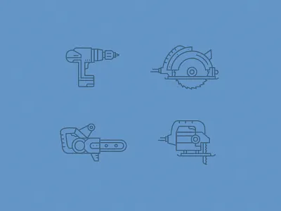 Tools buzz saw chainsaw circular sawing machine drill icons line icons power drill power saw some kind of icons tools